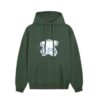 Green Hoodie With A Blue Simple-Line Puppy Print