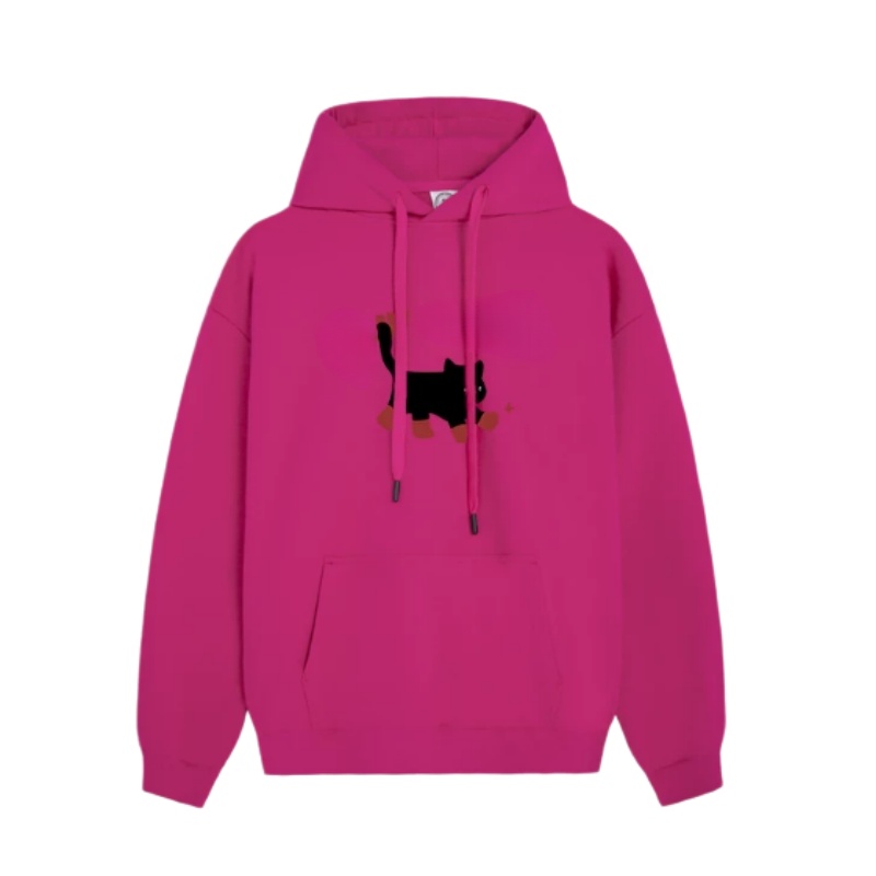 Yellow Hoodie With Retro Cat Print