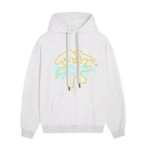 Grey Street-Style Hoodie With Graphic Print