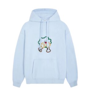 Blue Hoodie With Cute Cookie Character Print