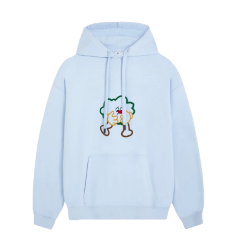 Blue Hoodie With Cute Cookie Character Print