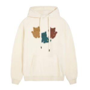 Yellow Hoodie With Three-Cat Print