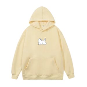 Cream-Colored Minimalist Hoodie With A Puppy Design